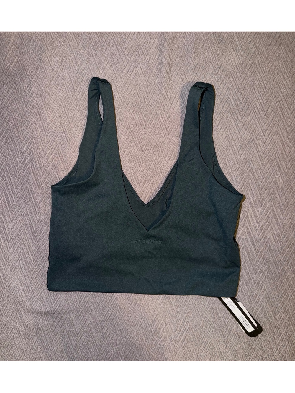 Nike Skins Matte V-Neck Longline Bra Dark Teal Size S